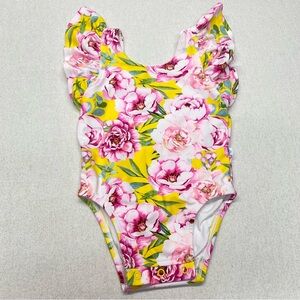 Posh Peanut 12-18 month Elody Floral Ruffled One-Piece Swimsuit w/Snaps READ